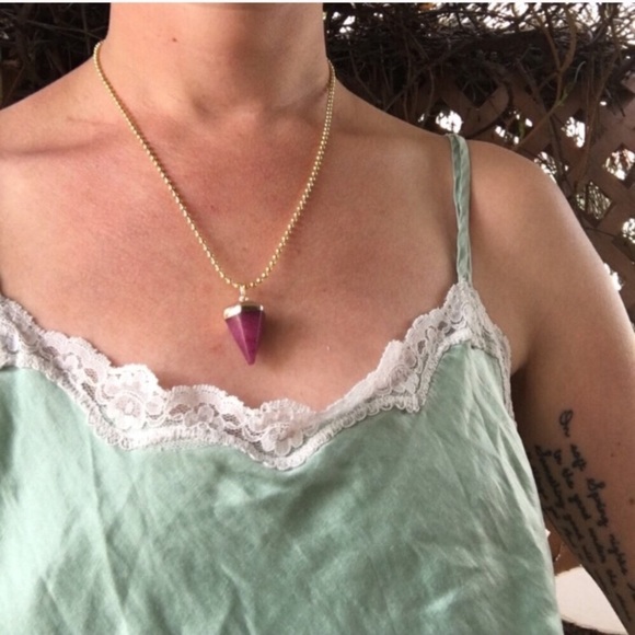 Wild Red Amethyst Pyramid Necklace - Picture 2 of 2